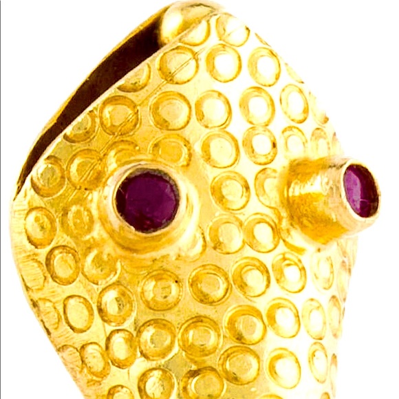 Vintage 18K Gold Large Snake Ring w/ruby eyes - Picture 5 of 13